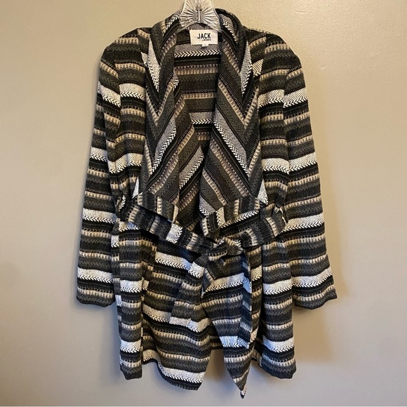 Jack by BB Dakota Belted Cardigan Knit Sweater Women's S Southwest Fleece Black - Picture 1 of 12